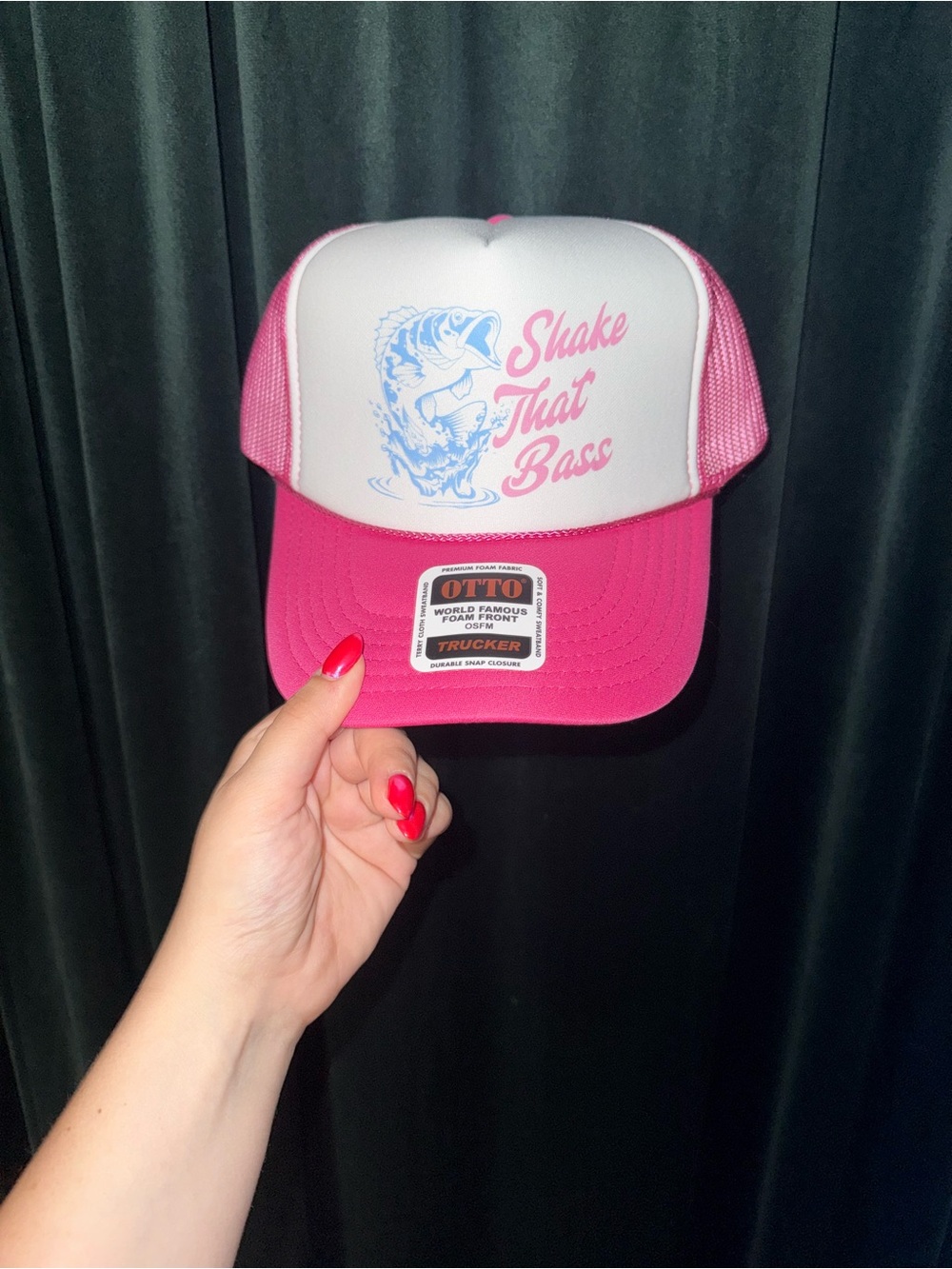 OTTO Pink and White "Shake That Bass" Trucker Hat
